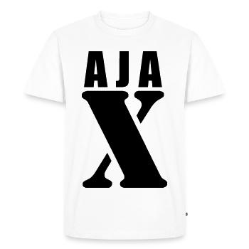 Ajax – First Name Design | Minimal Typography - Men's Premium Organic T-Shirt - white - Front - Nico (187cm)