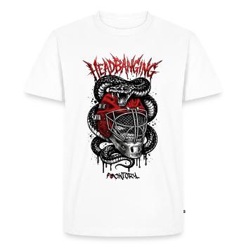 Masque Rouge Cascadant de tête - T-shirt Premium bio Homme - blanc - Devant - Nico (187cm)
