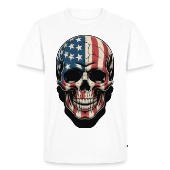 USA Totenkopf - Design du Crâne Patriote - T-shirt Premium bio Homme - blanc - Devant - Nico (187cm)