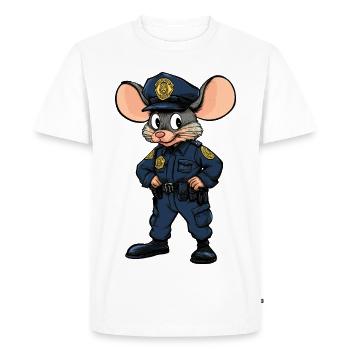Policière Souris / Souris Policière - T-shirt Premium bio Homme - blanc - Devant - Nico (187cm)