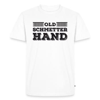 Joueur de tennis de table vieux smash main dictant - T-shirt Premium bio Homme - blanc - Devant - Nico (187cm)
