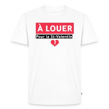 À louer pour la Saint Valentin. - T-shirt Premium bio Homme - blanc - Devant - Nico (187cm)