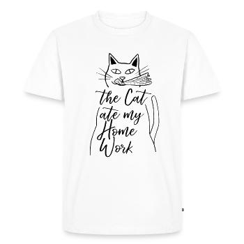 The Cat Ate My Homework - Men's Premium Organic T-Shirt - white - Front - Nico (187cm)