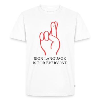 La langue des signes est pour tout le monde - Langue des signes - T-shirt Premium bio Homme - blanc - Devant - Nico (187cm)