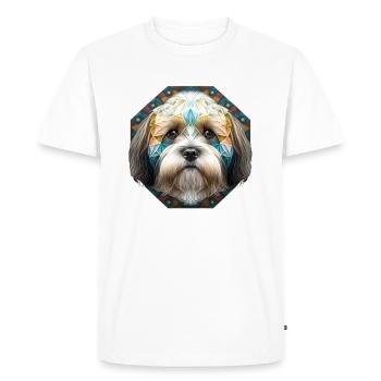 Illustration colorée de la tête havanaise - T-shirt Premium bio Homme - blanc - Devant - Nico (187cm)