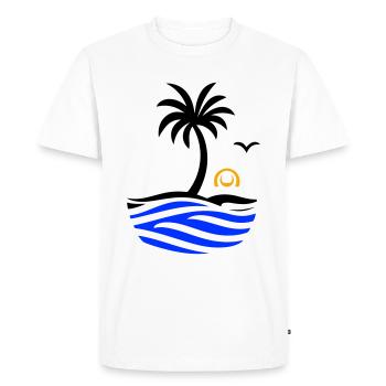 Ocean Palm Tree Summer - Men's Premium Organic T-Shirt - white - Front - Nico (187cm)