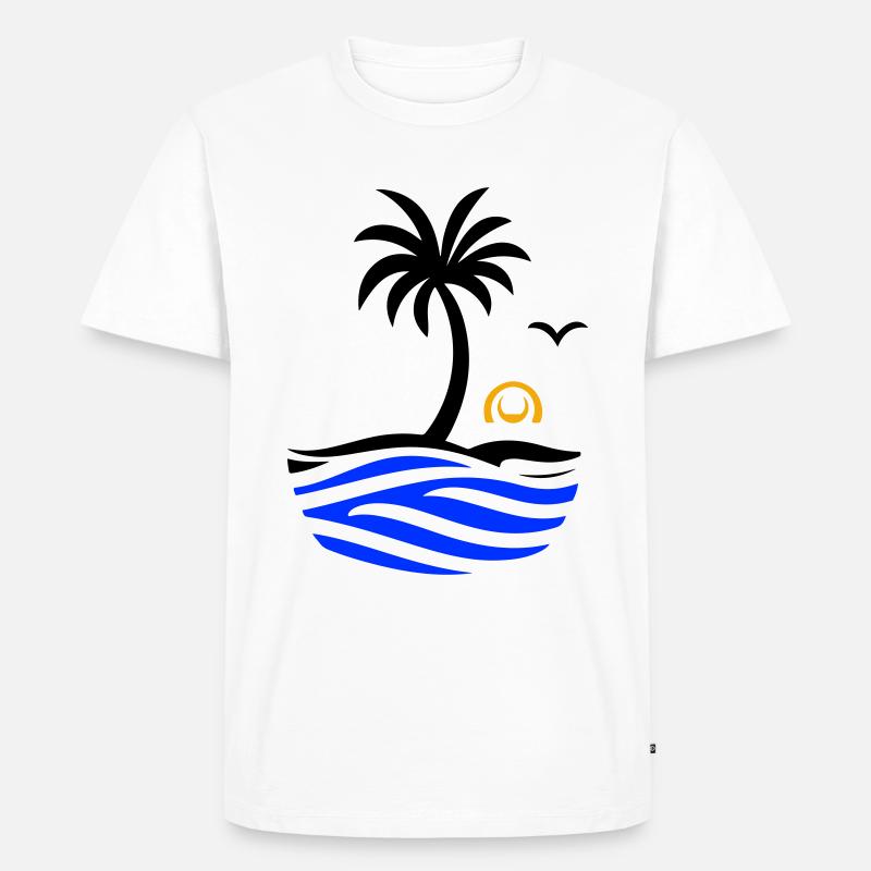 Ozean Palme Sommer - Männer Premium Bio T-Shirt - Weiß