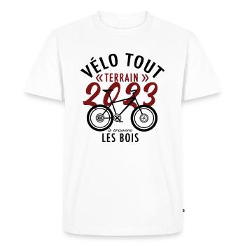 Vélo tout terrain à travers les bois - T-shirt Premium bio Homme - blanc - Devant - Nico (187cm)
