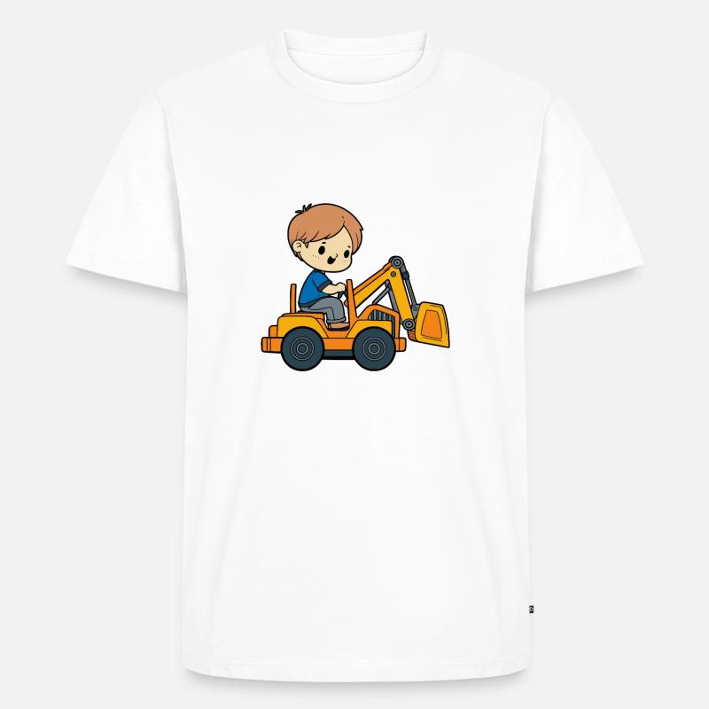 Simon Vorname Bagger - Männer Premium Bio T-Shirt - Weiß