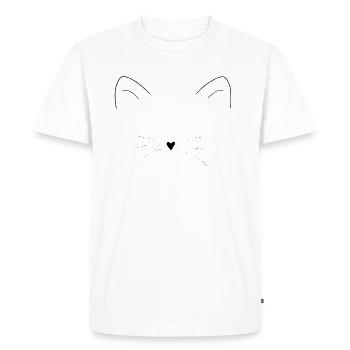 Chat oreilles museau visage idée cadeau - T-shirt Premium bio Homme - blanc - Devant - Nico (187cm)