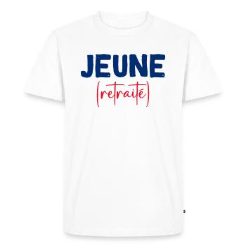 Jeune Retraité Cadeau Humour Papa Papy - T-shirt Premium bio Homme - blanc - Devant - Nico (187cm)