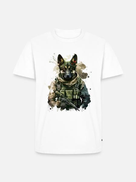 Schäferhund - Soldat - Männer Premium Bio T-Shirt - Weiß