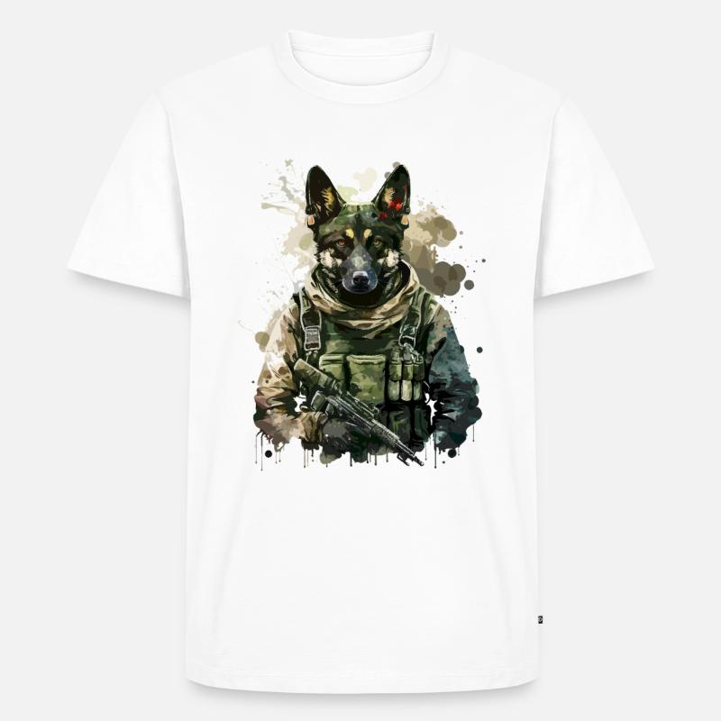Schäferhund - Soldat - Männer Premium Bio T-Shirt - Weiß