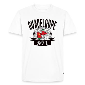 drapeau et carte geographique de la guadeloupe 971 - T-shirt Premium bio Homme - blanc - Devant - Nico (187cm)