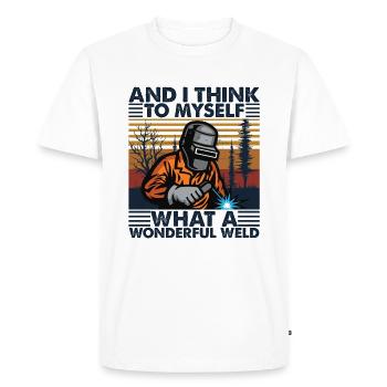 What A Wonderful Weld Vintage Retro - Men's Premium Organic T-Shirt - white - Front - Nico (187cm)