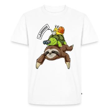 Paresseux équitation tortue escargot - T-shirt Premium bio Homme - blanc - Devant - Nico (187cm)