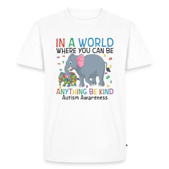 You Can Be Anything Be Kind Autism Awareness - T-shirt Premium bio Homme - blanc - Devant - Nico (187cm)