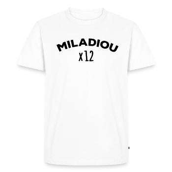 Miladiou 12 Aveyron - T-shirt Premium bio Homme - blanc - Devant - Nico (187cm)