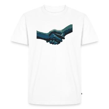 hand in hand - Men's Premium Organic T-Shirt - white - Front - Nico (187cm)