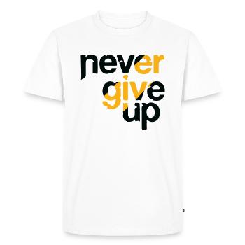 N’abandonnez jamais la citation de motivation - T-shirt Premium bio Homme - blanc - Devant - Nico (187cm)