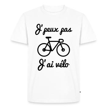 j'peux pas j'ai vélo - Cyclisme - T-shirt Premium bio Homme - blanc - Devant - Nico (187cm)