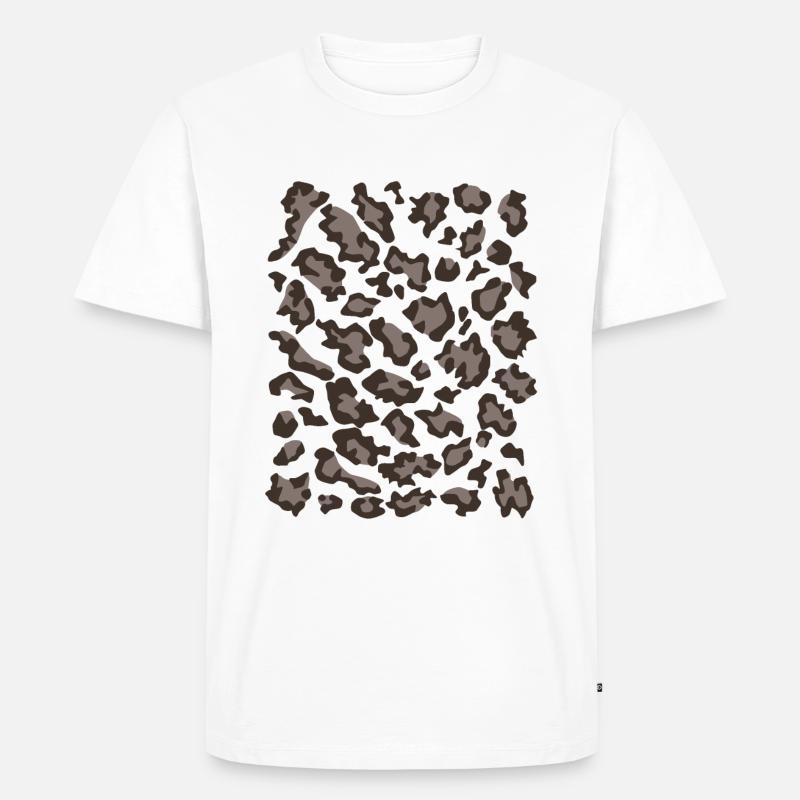 Schneeleopard Muster dunkel - Männer Premium Bio T-Shirt - Weiß