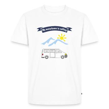 le camping-car appelle - T-shirt Premium bio Homme - blanc - Devant - Nico (187cm)