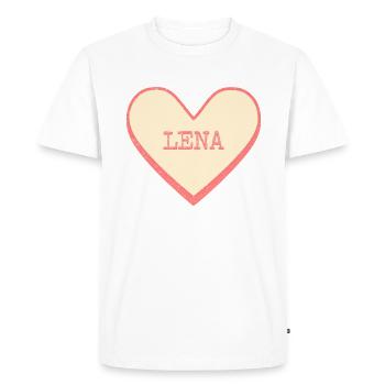 Lena Last name First name pink sugar heart - Men's Premium Organic T-Shirt - white - Front - Nico (187cm)