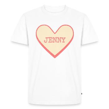 Jenny Nom Prénom Pink Sugar Heart - T-shirt Premium bio Homme - blanc - Devant - Nico (187cm)