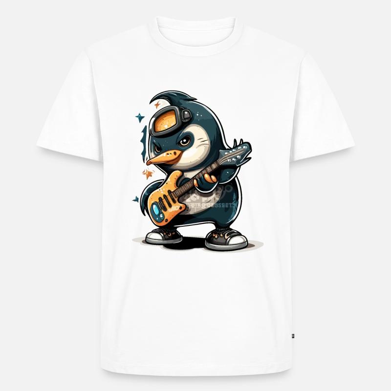 Rocker-Pinguin - Männer Premium Bio T-Shirt - Weiß