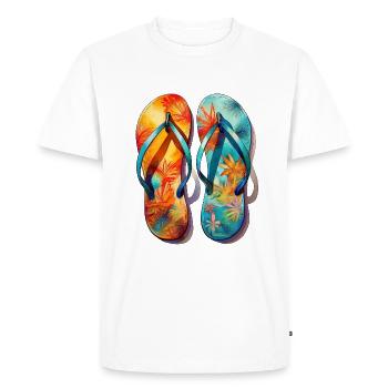 Tongs adaptées à l’été - T-shirt Premium bio Homme - blanc - Devant - Nico (187cm)