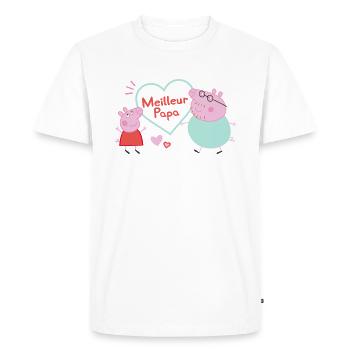 Peppa Pig Design Meilleur Papa Peppa & Papa Wutz - T-shirt Premium bio Homme - blanc - Devant - Nico (187cm)