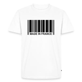 Made in france code barre - T-shirt Premium bio Homme - blanc - Devant - Nico (187cm)