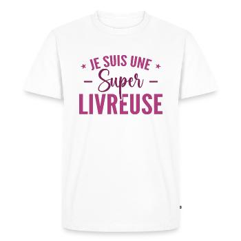 A Super Delivery Girl - Delivery Gift - Men's Premium Organic T-Shirt - white - Front - Nico (187cm)