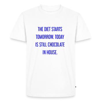 Le régime commence demain - chocolat dans la maison! - T-shirt Premium bio Homme - blanc - Devant - Nico (187cm)