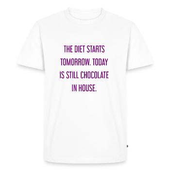 Le régime commence demain - chocolat dans la maison! - T-shirt Premium bio Homme - blanc - Devant - Nico (187cm)