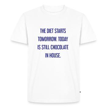 Le régime commence demain - chocolat dans la maison! - T-shirt Premium bio Homme - blanc - Devant - Nico (187cm)