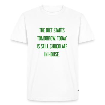 Le régime commence demain - chocolat dans la maison! - T-shirt Premium bio Homme - blanc - Devant - Nico (187cm)