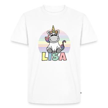 Lisa Unicorn Name - Men's Premium Organic T-Shirt - white - Front - Nico (187cm)