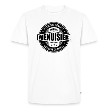 LOGO MENUISIER ORIGINAL - T-shirt Premium bio Homme - blanc - Devant - Nico (187cm)
