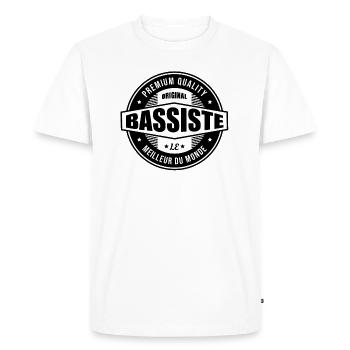LOGO BASSISTE ORIGINAL - T-shirt Premium bio Homme - blanc - Devant - Nico (187cm)