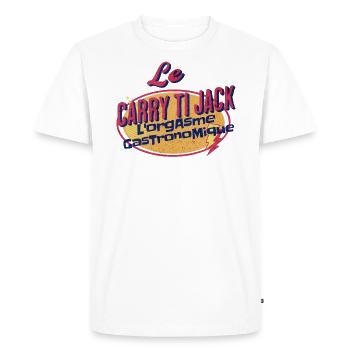 Le Carry Ti Jack L'orgasme Gastronomique !!!! - T-shirt Premium bio Homme - blanc - Devant - Nico (187cm)