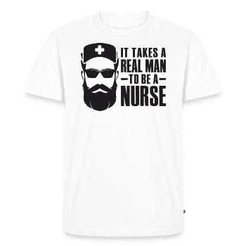 It Takes A Real Man To Be A Nurse - Men's Premium Organic T-Shirt - white - Front - Nico (187cm)