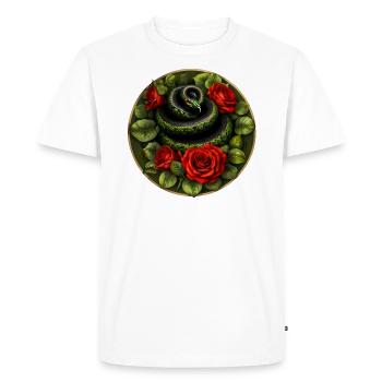Serpent et roses rouges - T-shirt Premium bio Homme - blanc - Devant - Nico (187cm)