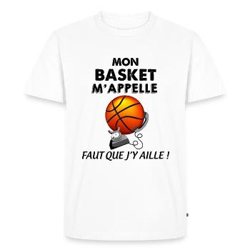 Le Basket m'appelle Cadeau Marrant A Offrir - T-shirt Premium bio Homme - blanc - Devant - Nico (187cm)