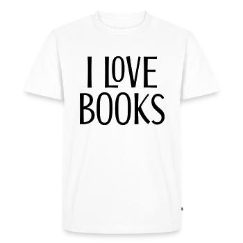 J’adore les livres - T-shirt Premium bio Homme - blanc - Devant - Nico (187cm)