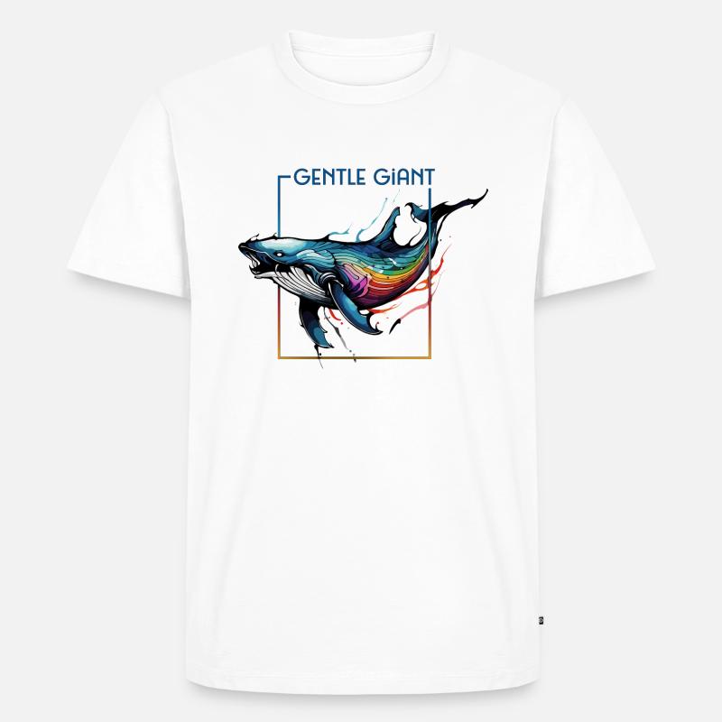 Strahlender Regenbogenwal - Der sanfte Riese - Männer Premium Bio T-Shirt - Weiß
