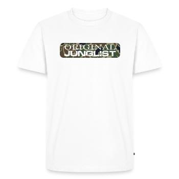 Original Junglist Drum and Bass DnB 90s Camo Remix - Men's Premium Organic T-Shirt - white - Front - Nico (187cm)