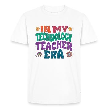 À l’époque de mon professeur de technologie - T-shirt Premium bio Homme - blanc - Devant - Nico (187cm)