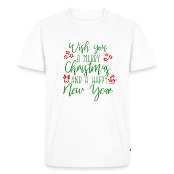 vous souhaite de joyeuses fêtes de fin d'année - T-shirt Premium bio Homme - blanc - Devant - Nico (187cm)